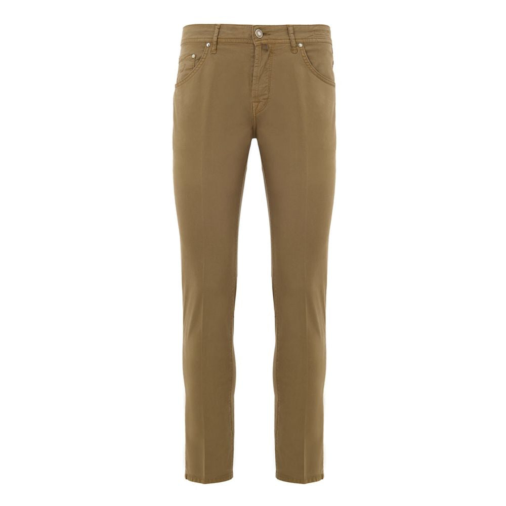 Beige Cotton Skinny Pant