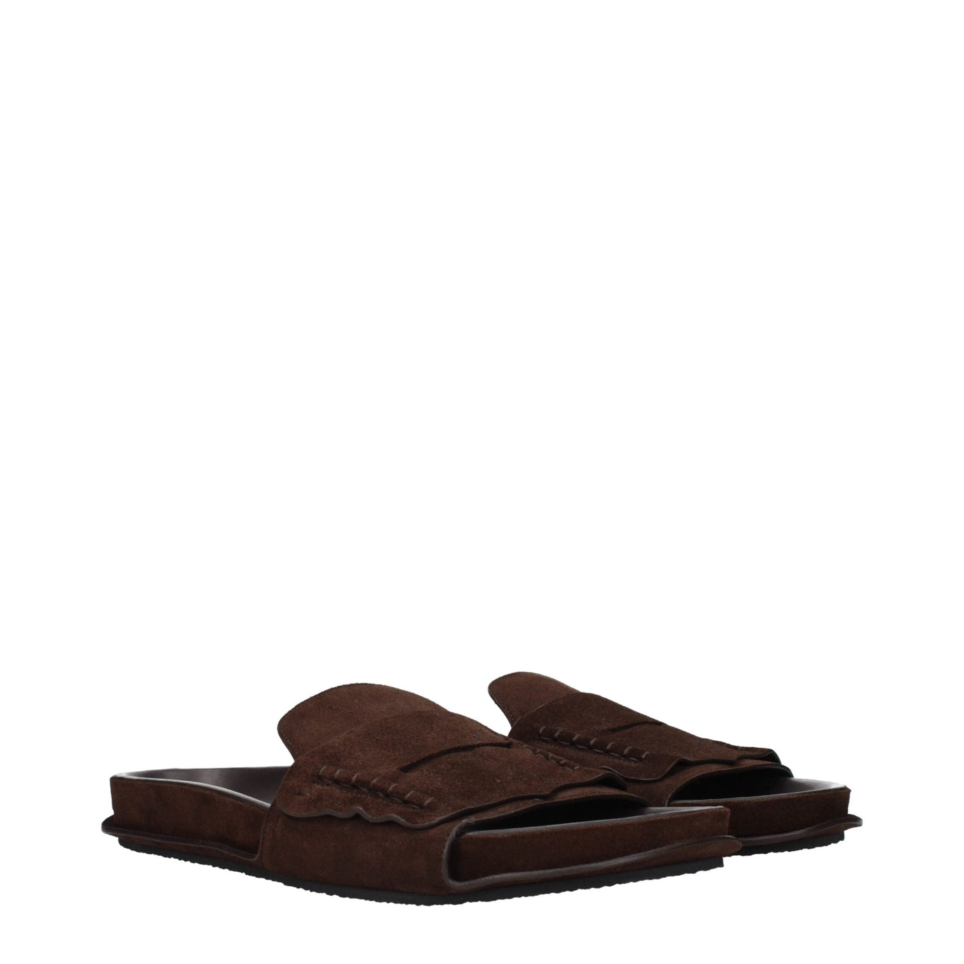 Brown Leather Slippers Sandals