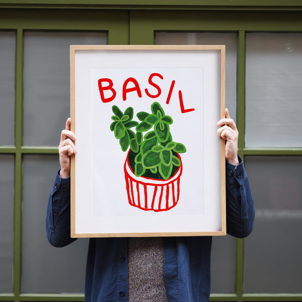 Basil Herb print from an original painting, choice of sizes, available framed and unframed