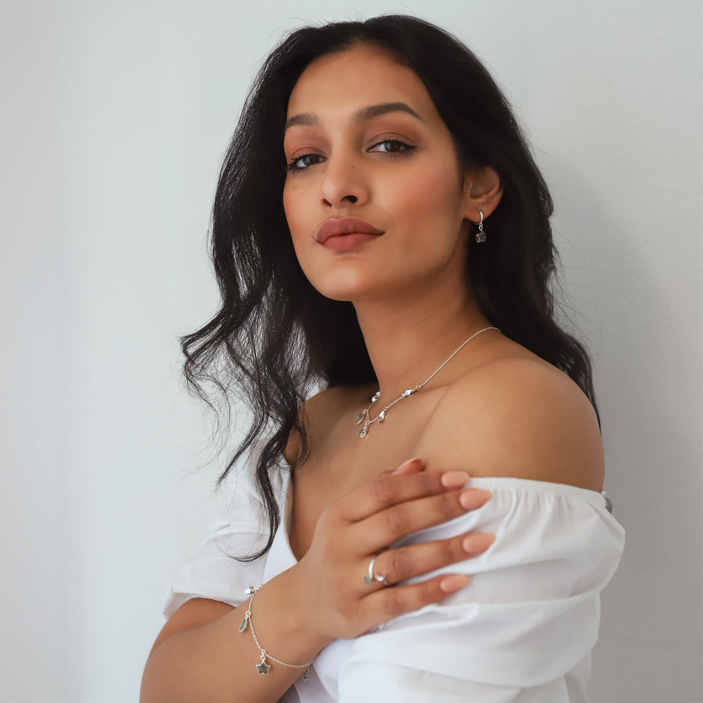 Amelia Aventurine Star & Moon Charm Bracelet | 925 Sterling Silver