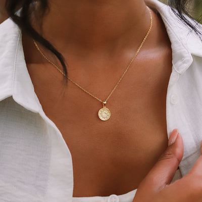 Alba Sun Coin Necklace | 18k Gold Plated