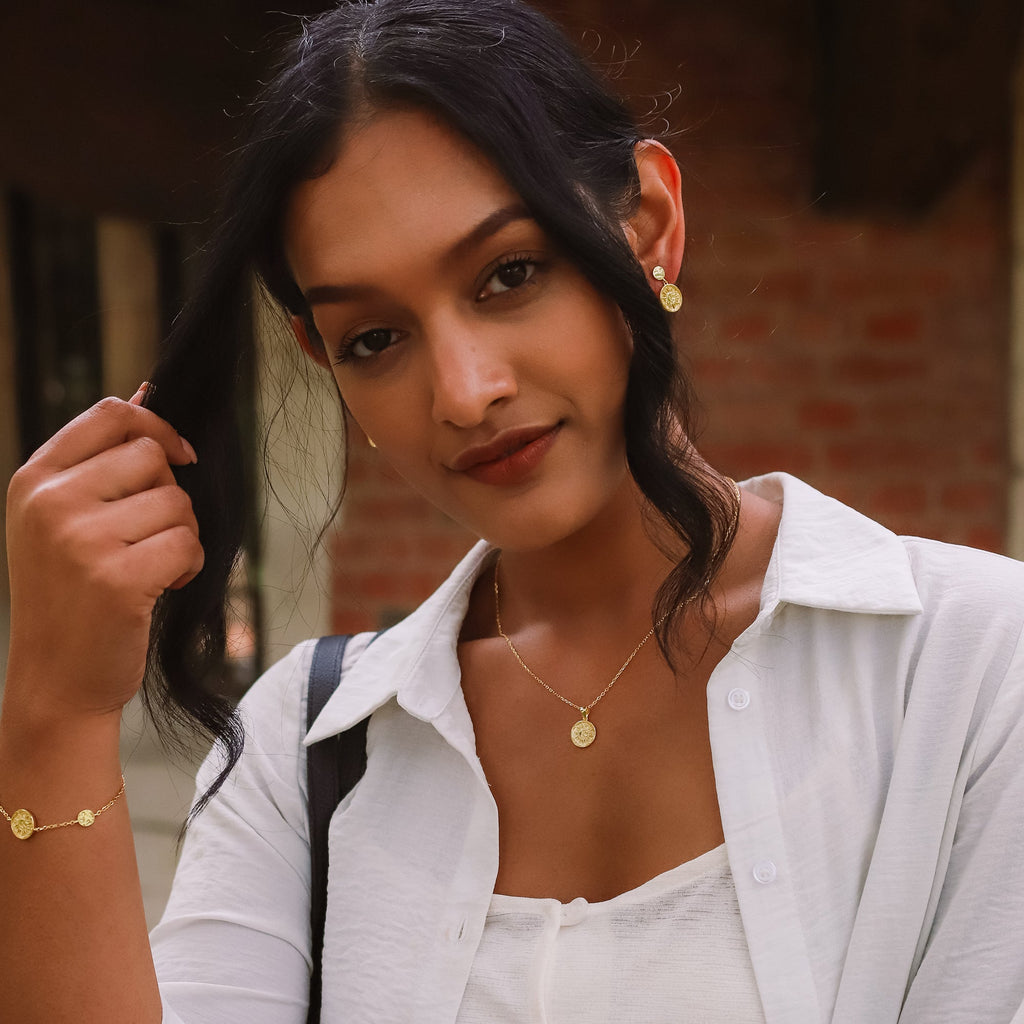 Alba Sun Coin Necklace | 18k Gold Plated