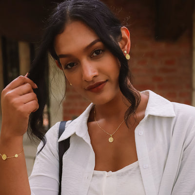 Aruna Sun Coin Drop Earrings | 18k Gold Plated