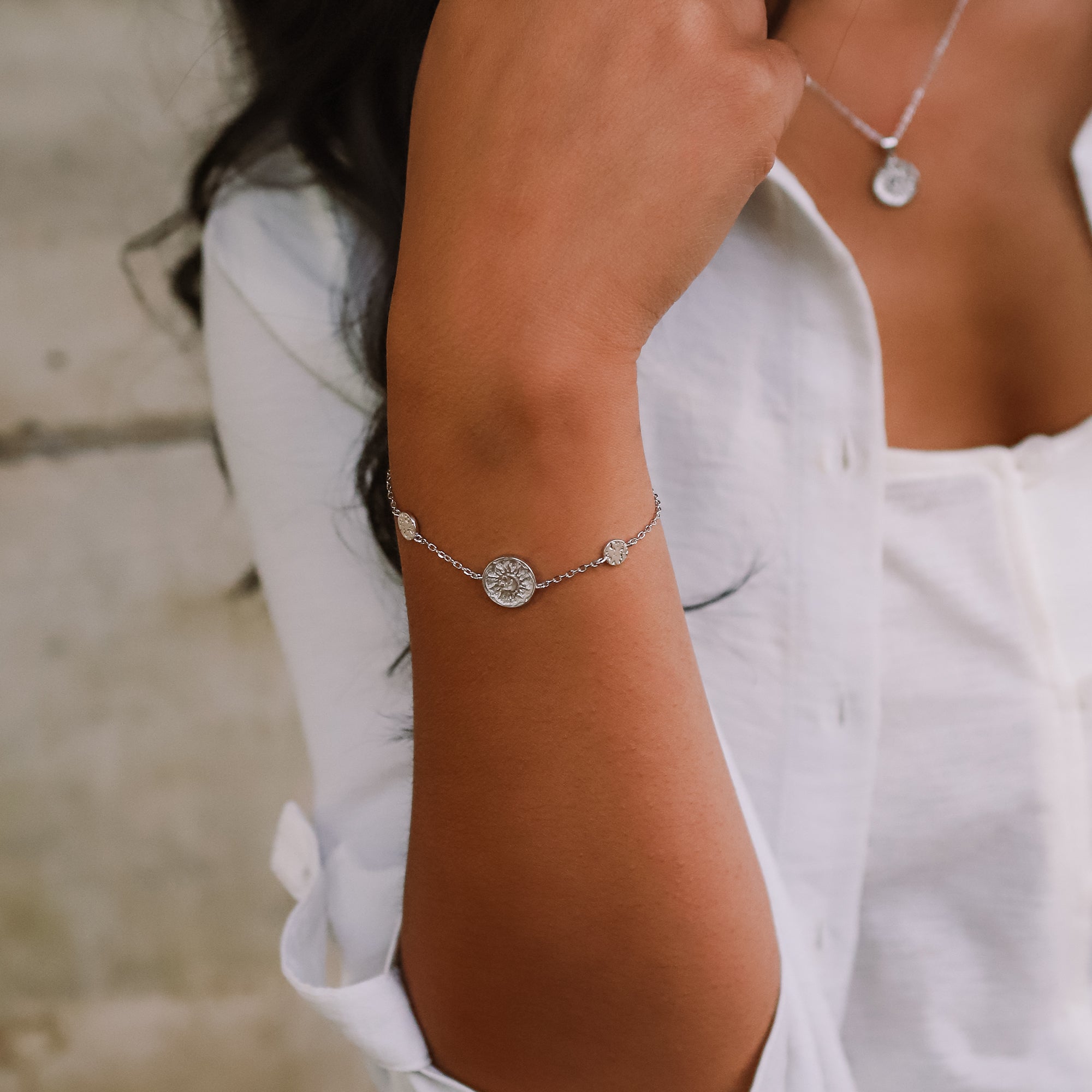 Alena Sun Coin Bracelet | 925 Sterling Silver