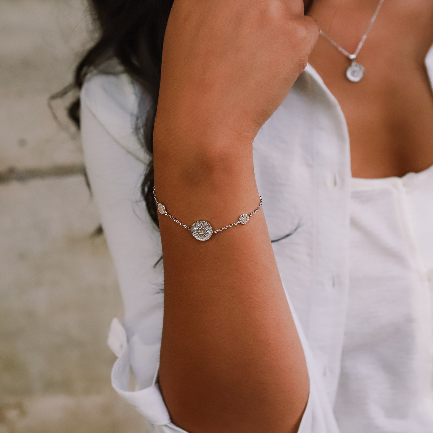 Alena Sun Coin Bracelet | 925 Sterling Silver