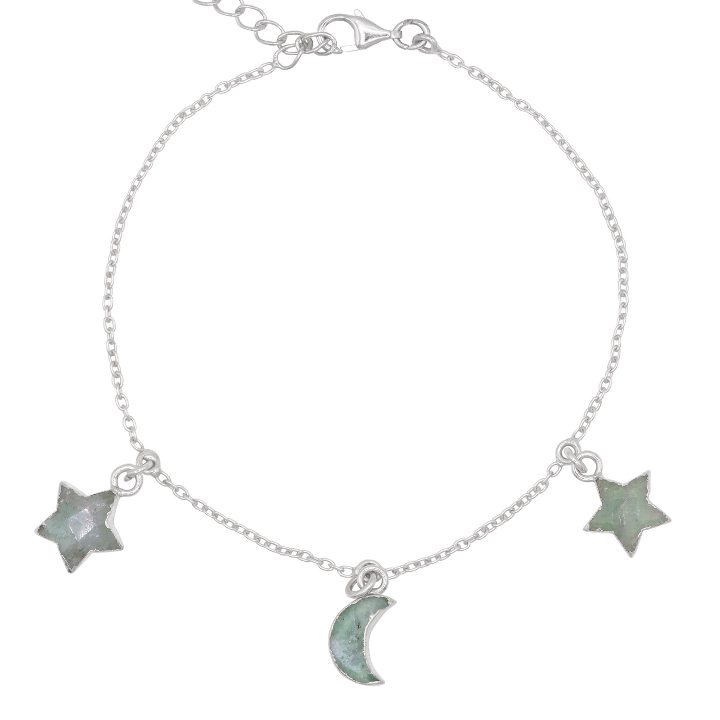 Amelia Aventurine Star & Moon Charm Bracelet | 925 Sterling Silver