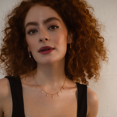 Bridget Lightning Huggie Hoop Earrings | 18K Gold Plated