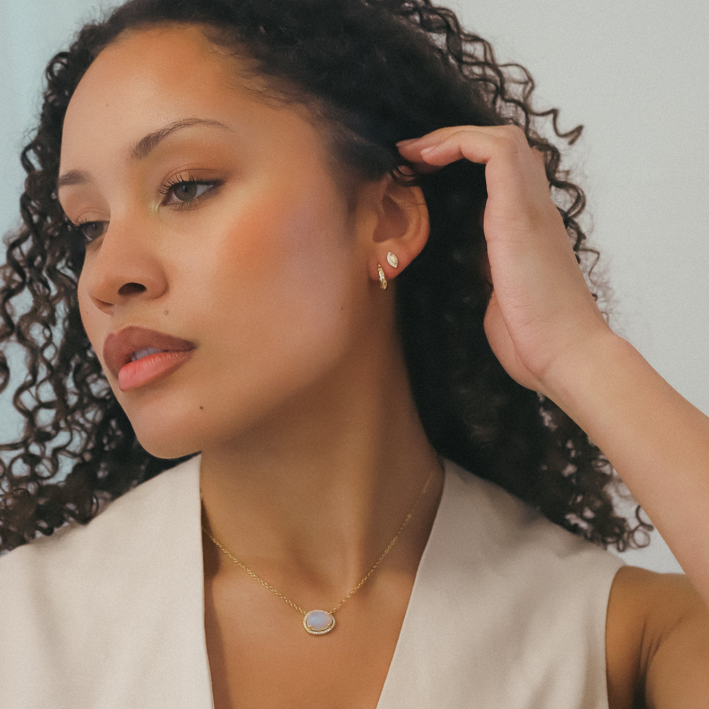 Bianca Moonstone Pendant Necklace | 14K Gold Plated