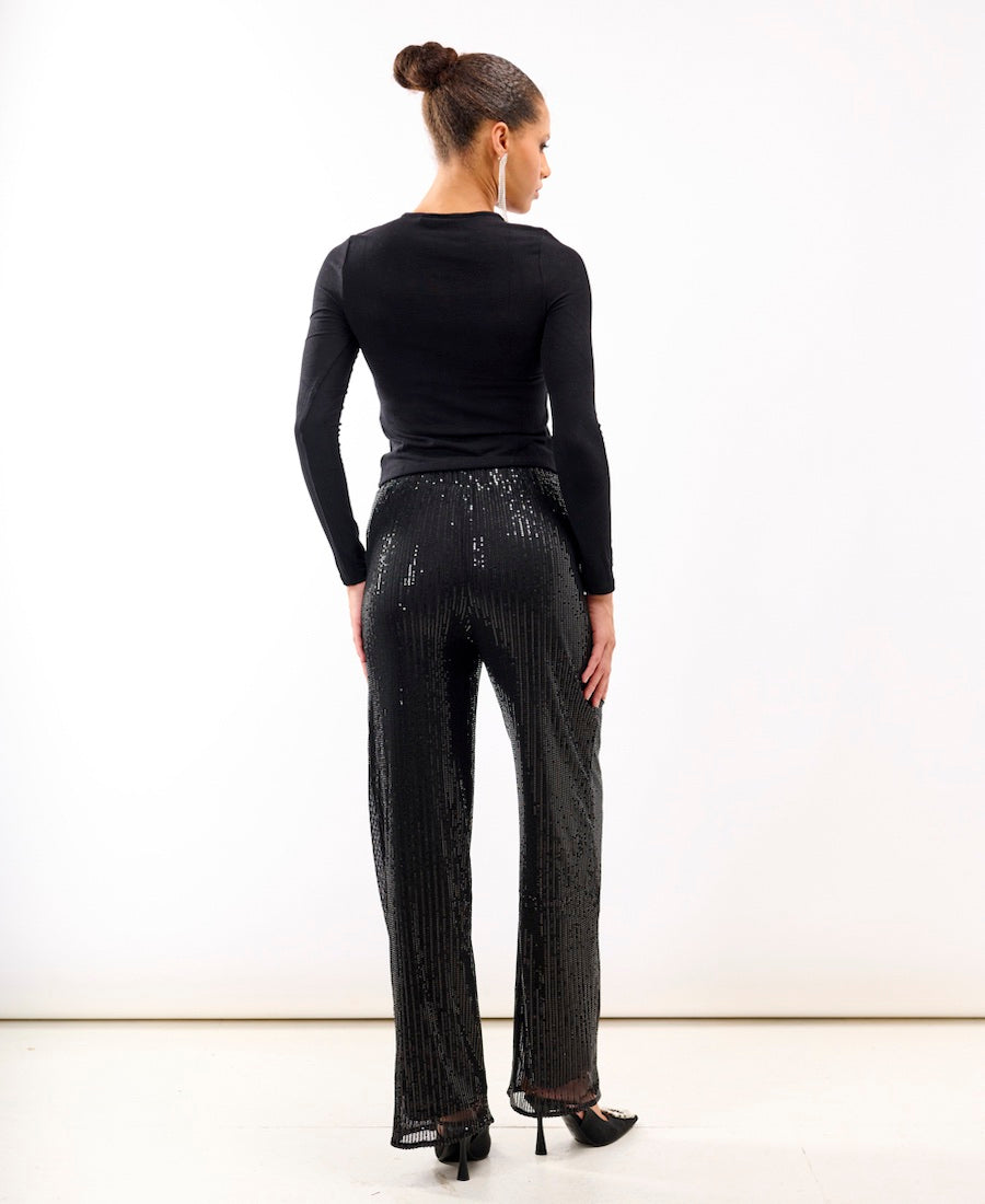 Black Jersey Sequin Trouser