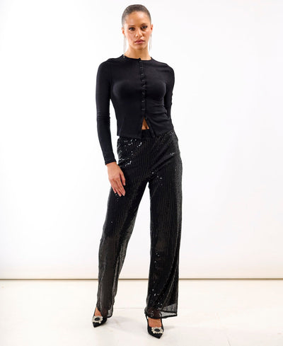 Black Jersey Sequin Trouser