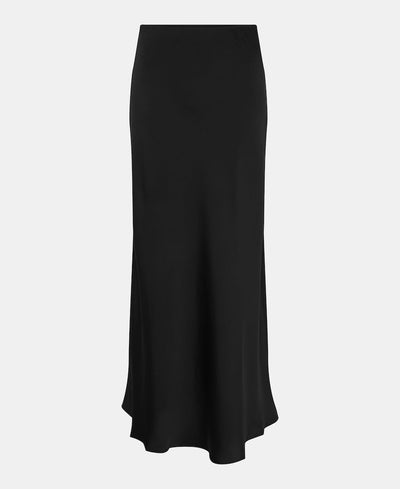 Black Satin Maxi Slip Skirt