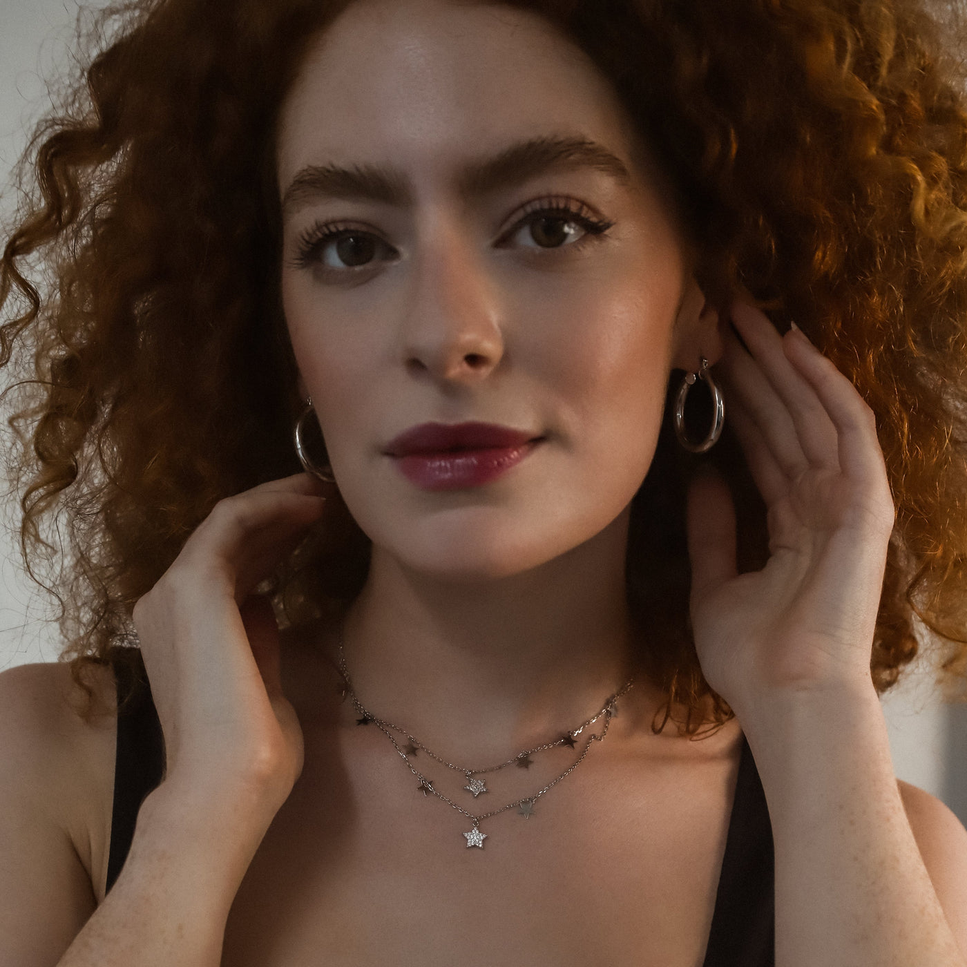 Blake Double Row Star Necklace | 925 Sterling Silver