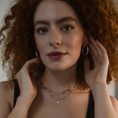 Blake Double Row Star Necklace | 925 Sterling Silver