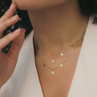 Blake Double Row Star Necklace | 18k Gold Plated