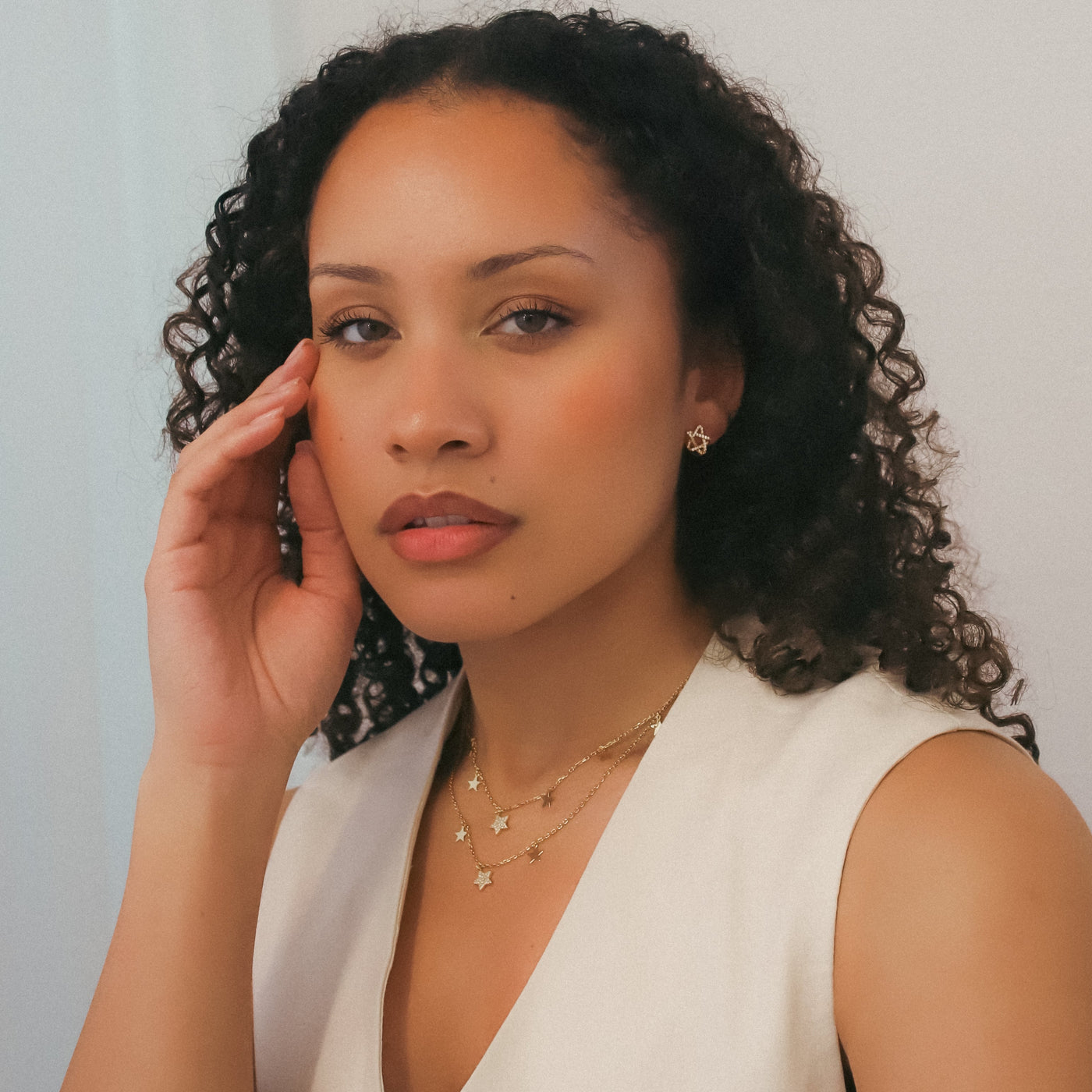 Blake Double Row Star Necklace | 18k Gold Plated