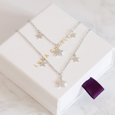 Blake Double Row Star Necklace | 925 Sterling Silver