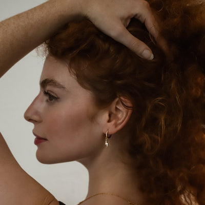 Bridget Lightning Huggie Hoop Earrings | 18K Gold Plated