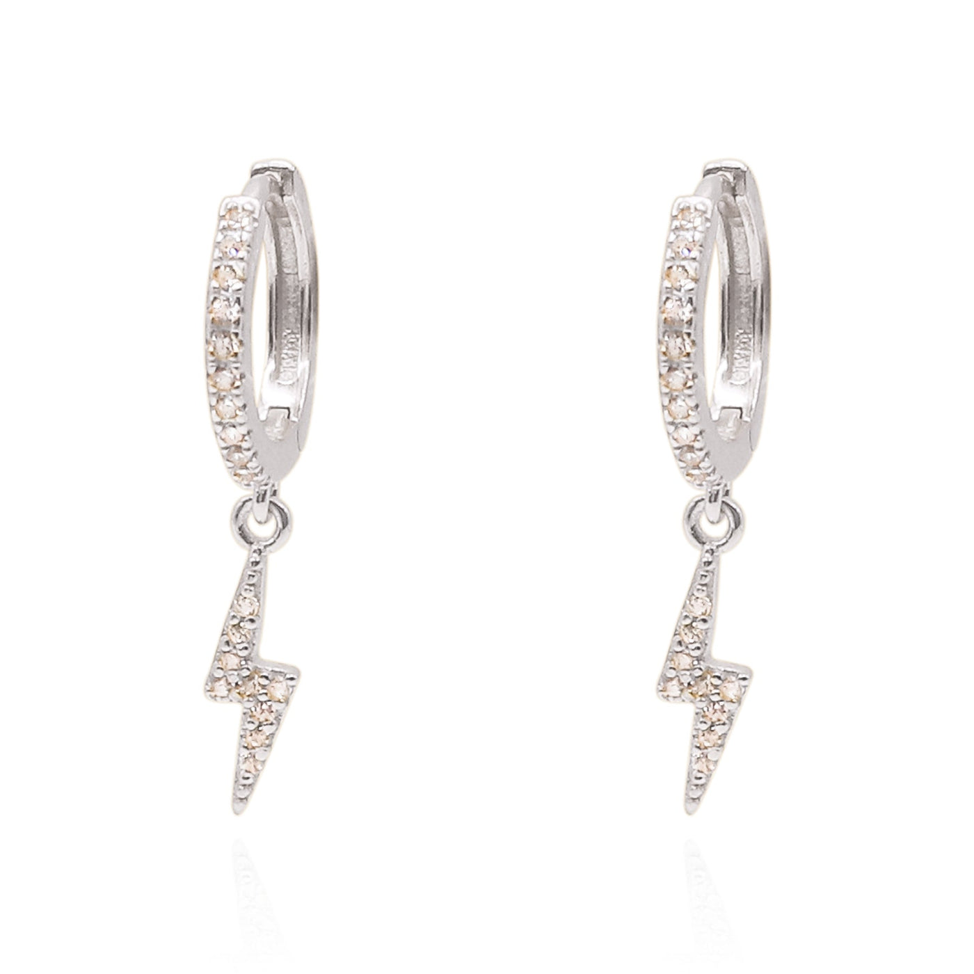Bridget Lightning Huggie Hoop Earrings | 925 Sterling Silver