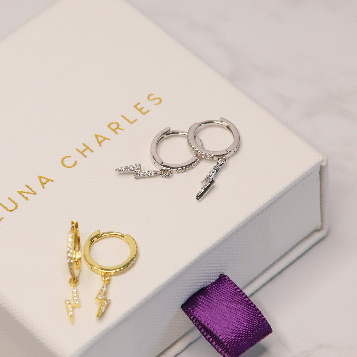 Bridget Lightning Huggie Hoop Earrings | 925 Sterling Silver