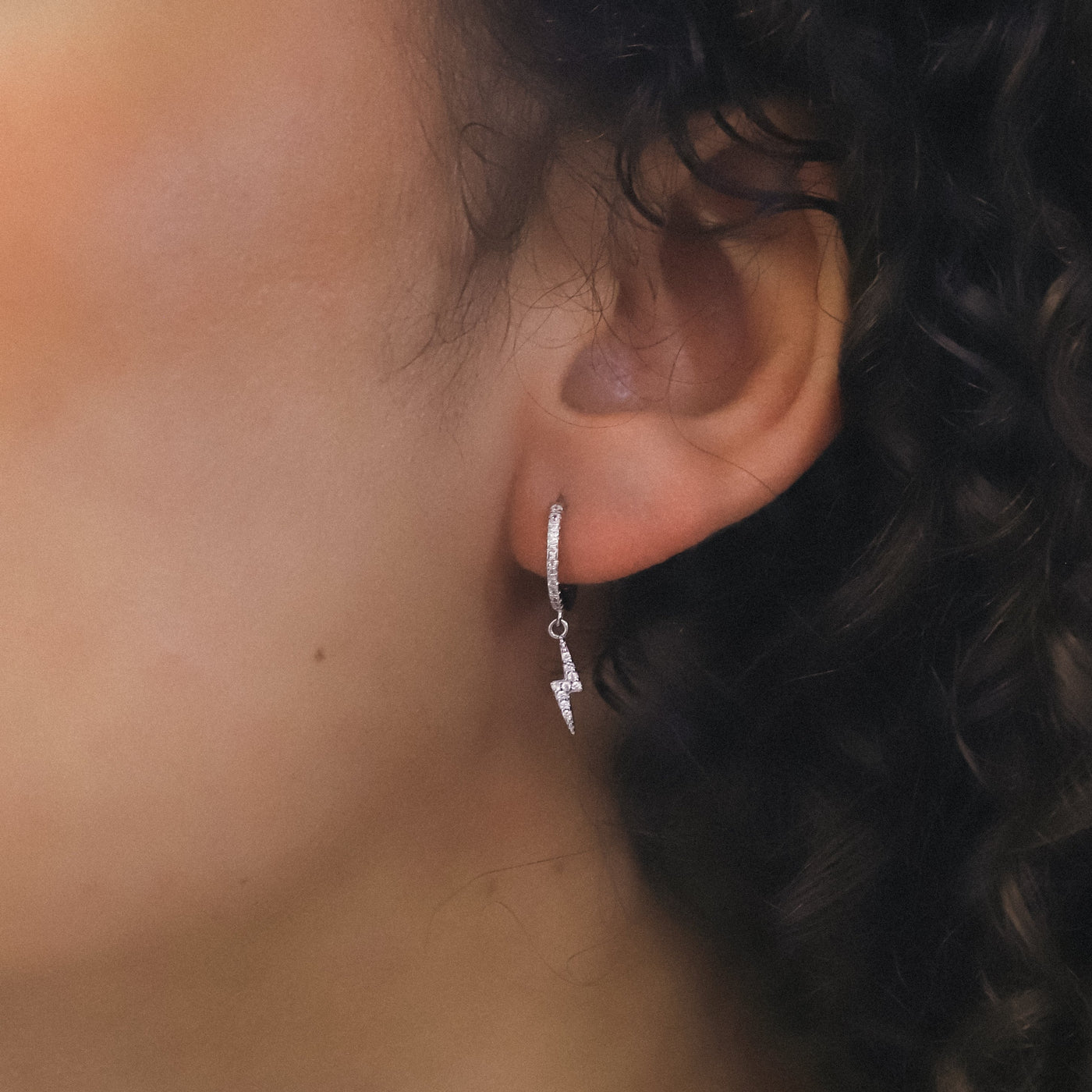 Bridget Lightning Huggie Hoop Earrings | 925 Sterling Silver