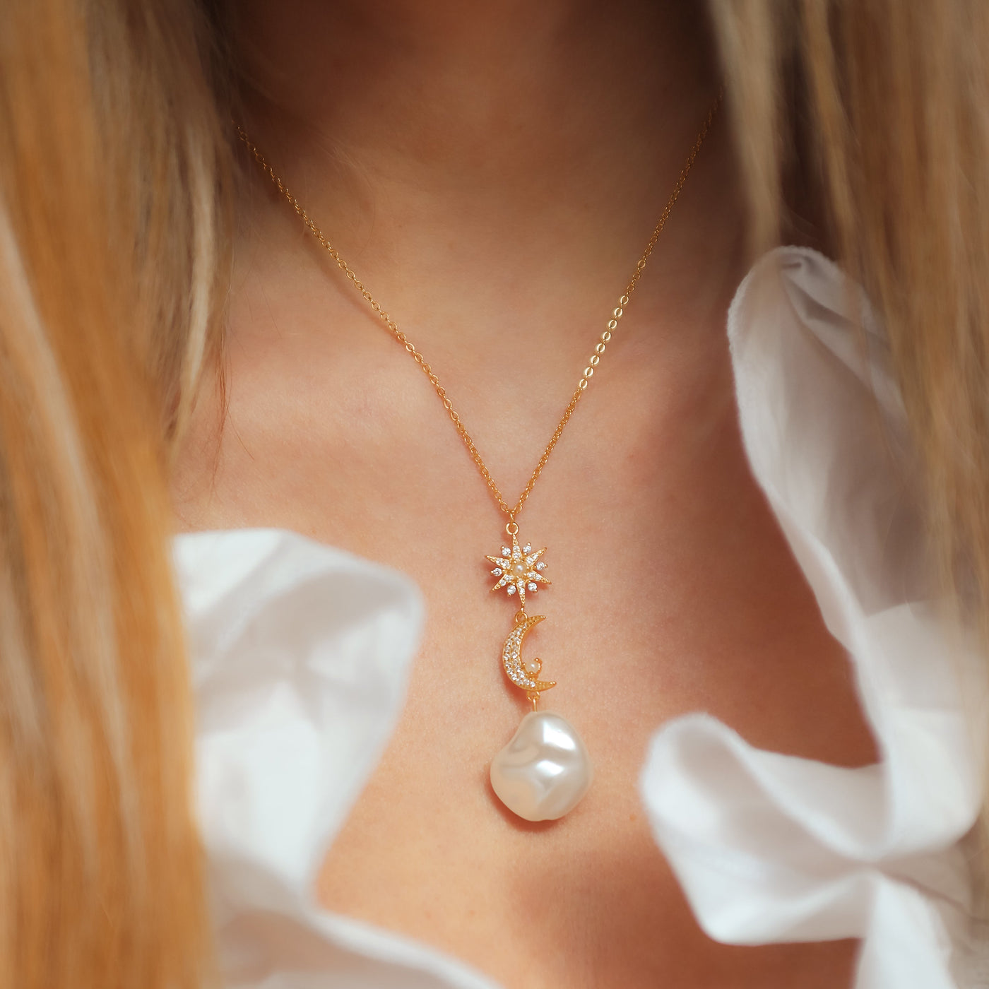 Bronte Pearl Drop Necklace | 18K Gold Plated