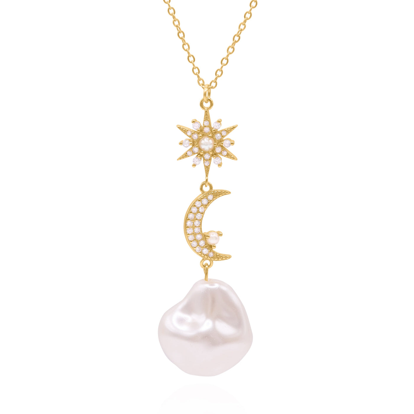 Bronte Pearl Drop Necklace | 18K Gold Plated