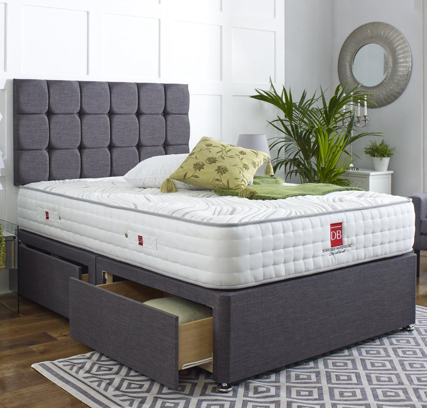 Cambridge Divan Bed Set with Button Headboard