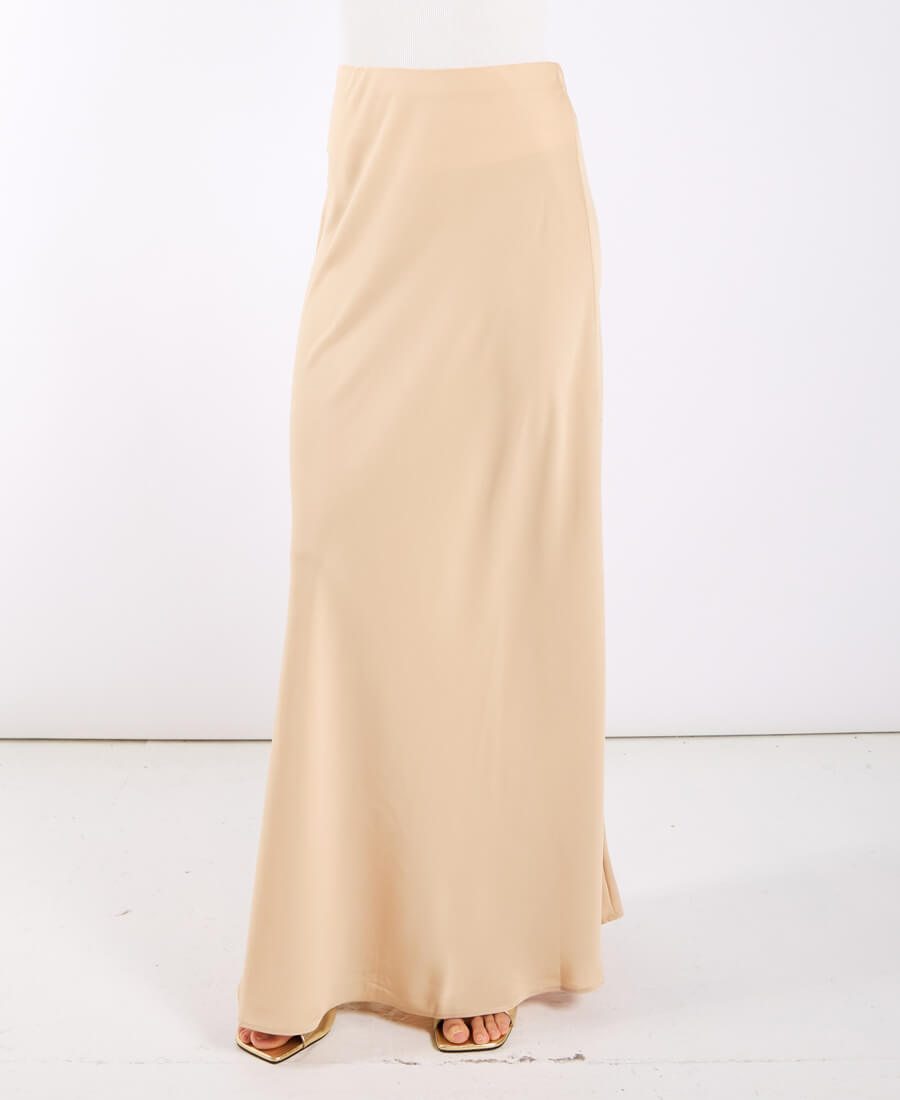 Champagne Satin Maxi Slip Skirt