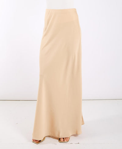 Champagne Satin Maxi Slip Skirt
