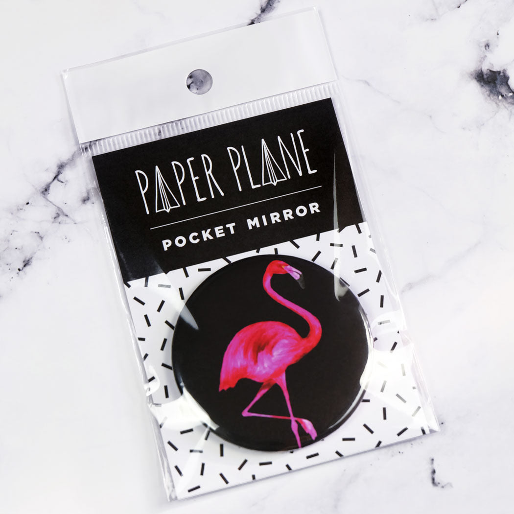 Charcoal Flamingo Pocket Mirror/Badge/Bottle Opener