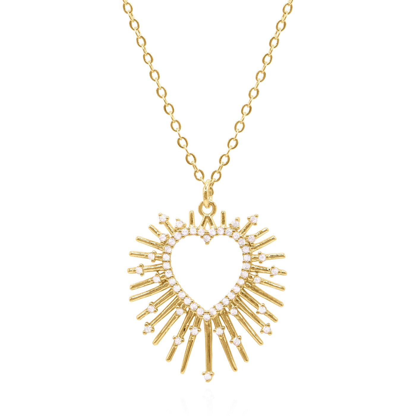 Cher Starburst Heart Pendant Necklace | 18k Gold Plated