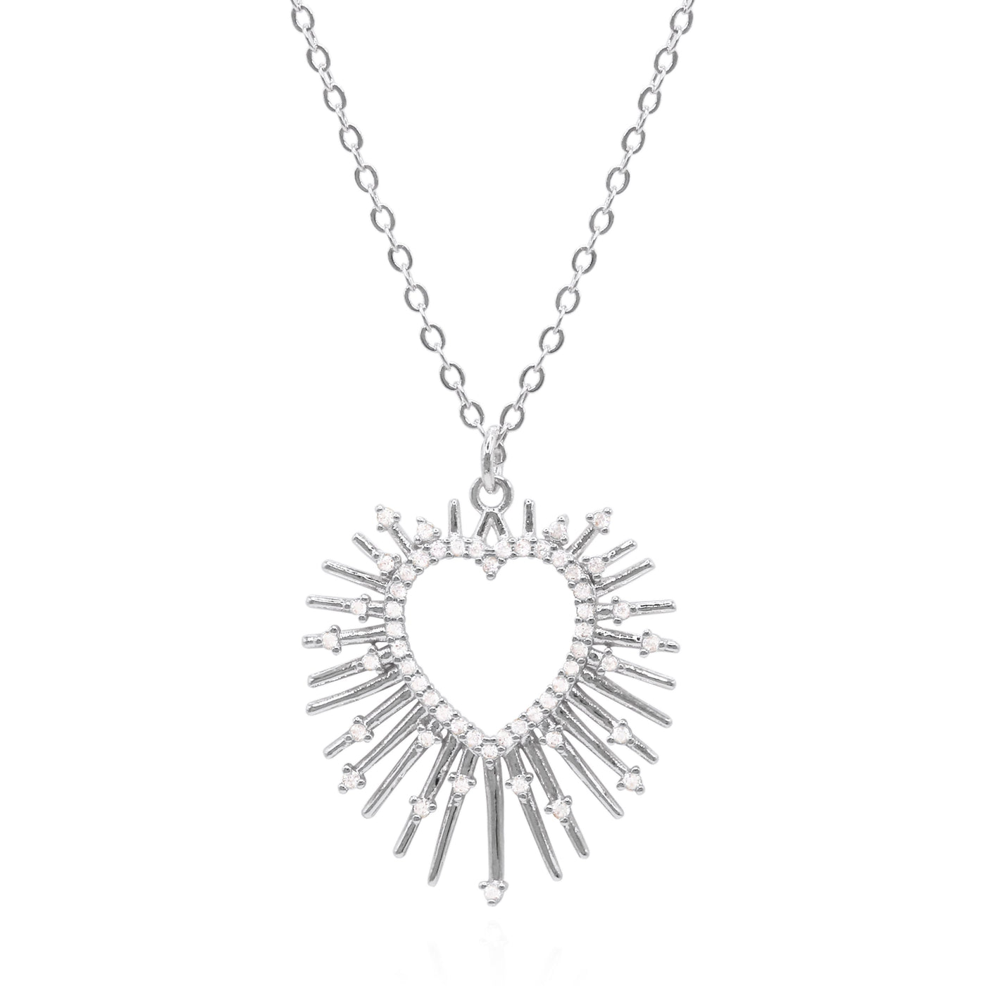 Cher Starburst Heart Pendant Necklace | 925 Silver Plated