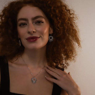 Cher Starburst Heart Pendant Necklace | 925 Silver Plated