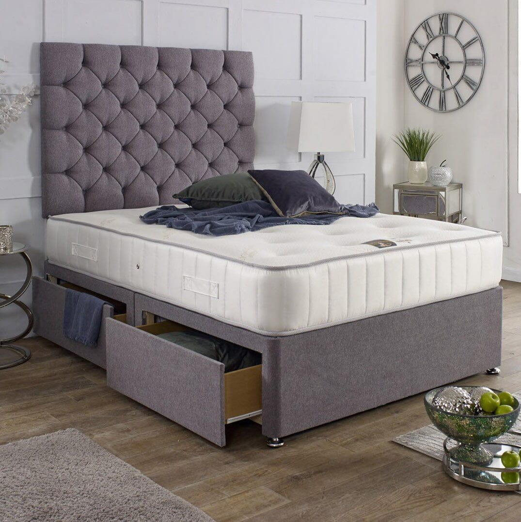 Chessington Divan Bed Set with Tall Button Headboard