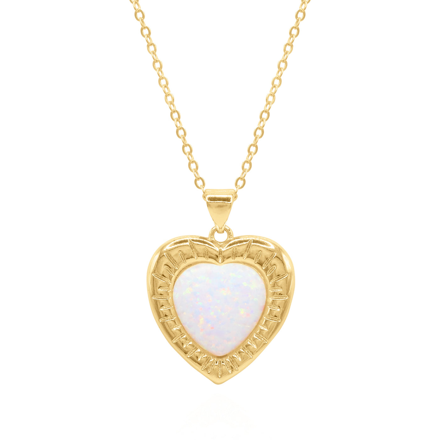 Cora Opal Heart Necklace | 18k Gold Plated