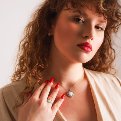 Cora Opal Heart Necklace | 925 Sterling Silver