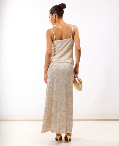 Cream Sequin Midaxi Skirt