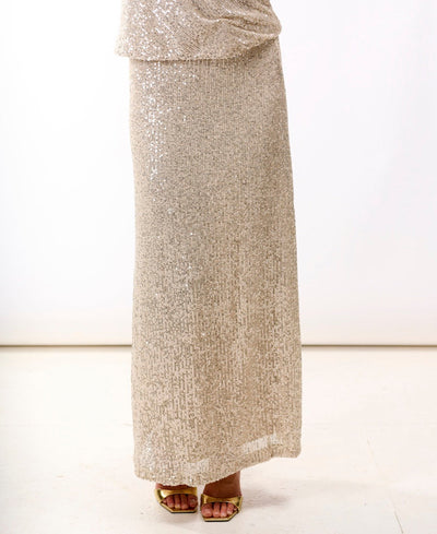 Cream Sequin Midaxi Skirt