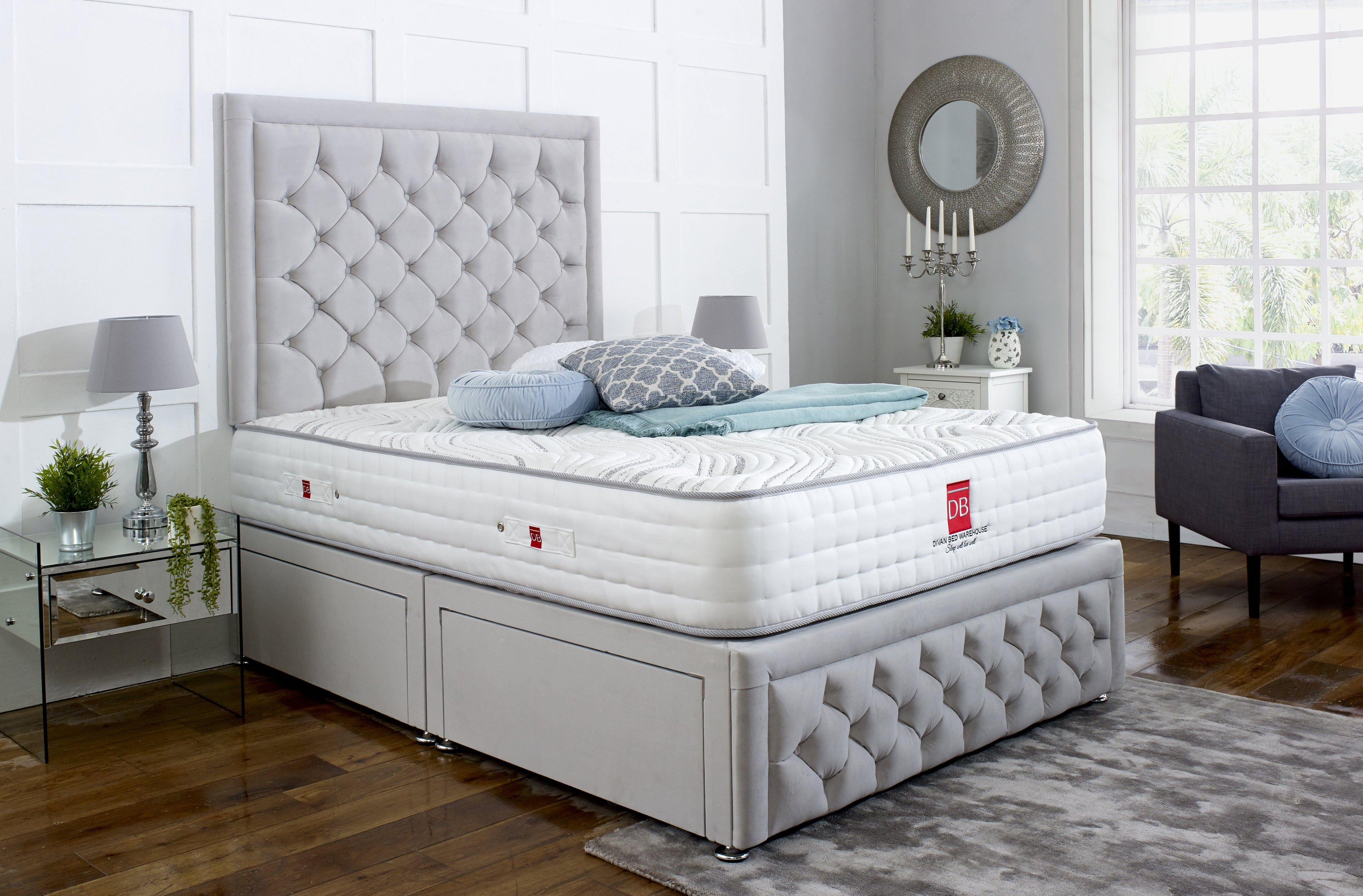 Andalusia Divan Bed Set with Tall Button Headboard and Footboard