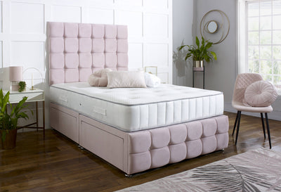 Delilah Divan Bed Set with Tall Button Headboard and Footboard