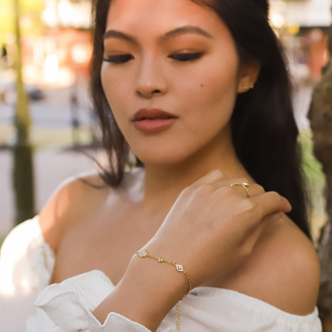 Eina Hamsa Hand & Evil Eye Bracelet | 18K Gold Plated