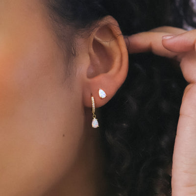 Clara Opal Stud Earrings | 18k Gold Plated