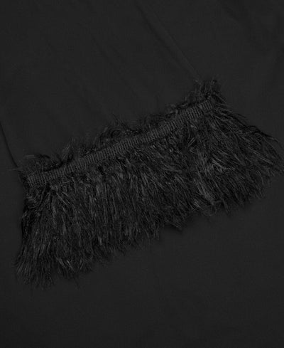 Black Feathered Trim Midaxi Dress
