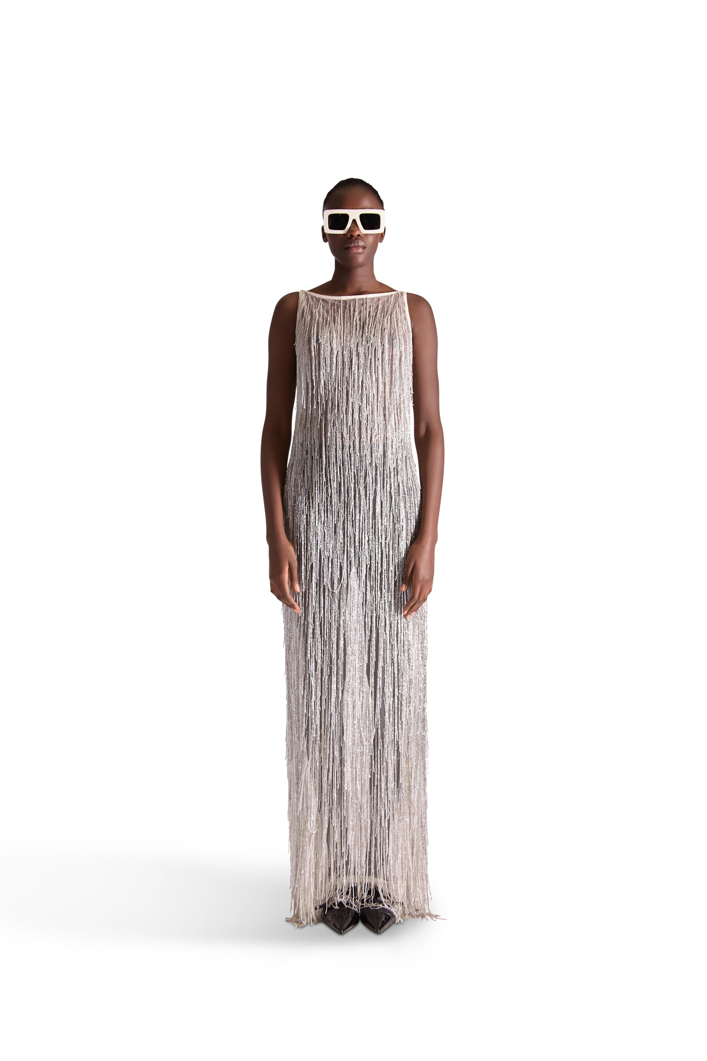 Hand Embroidered Tassel Sheer Dress