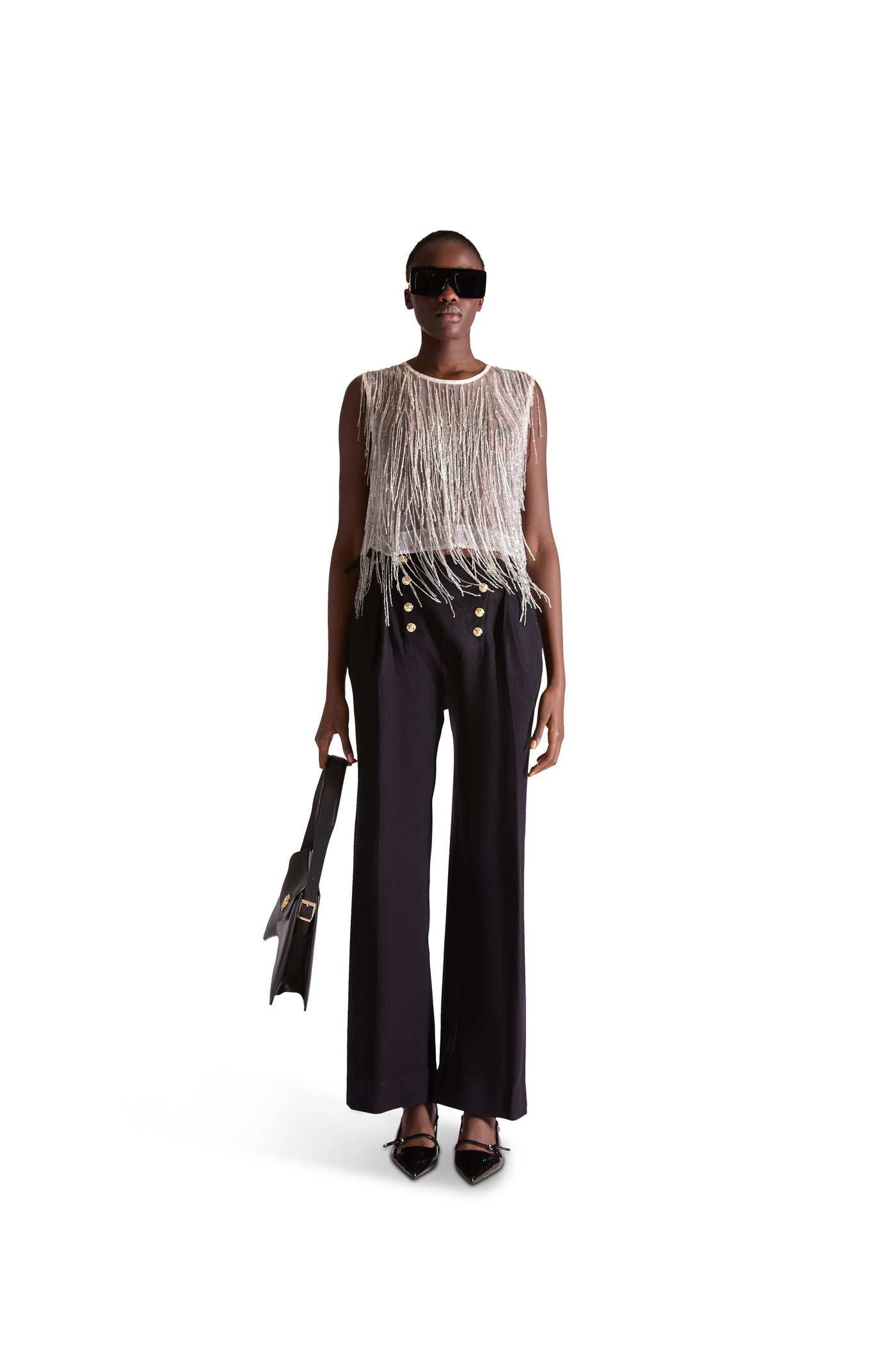 Hand Embroidered Beaded Tassel Top