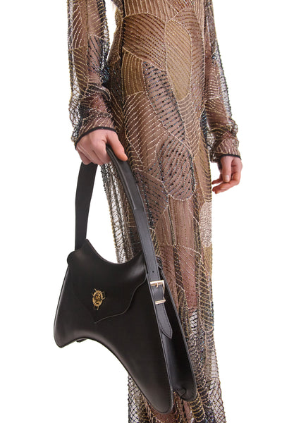 Hand Embroidered Sheer Evening Dress