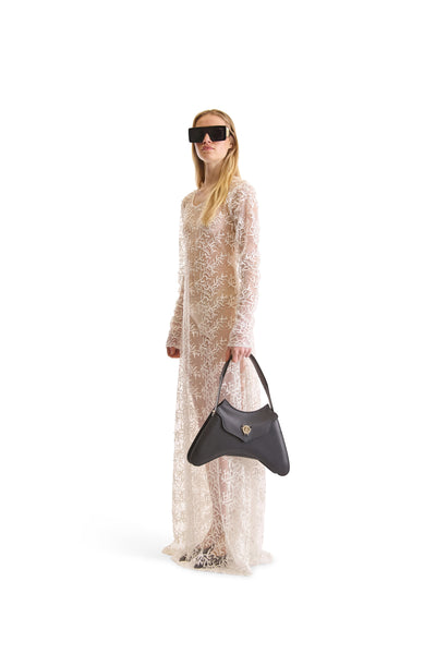 Hand Embroidered Sheer Evening Dress