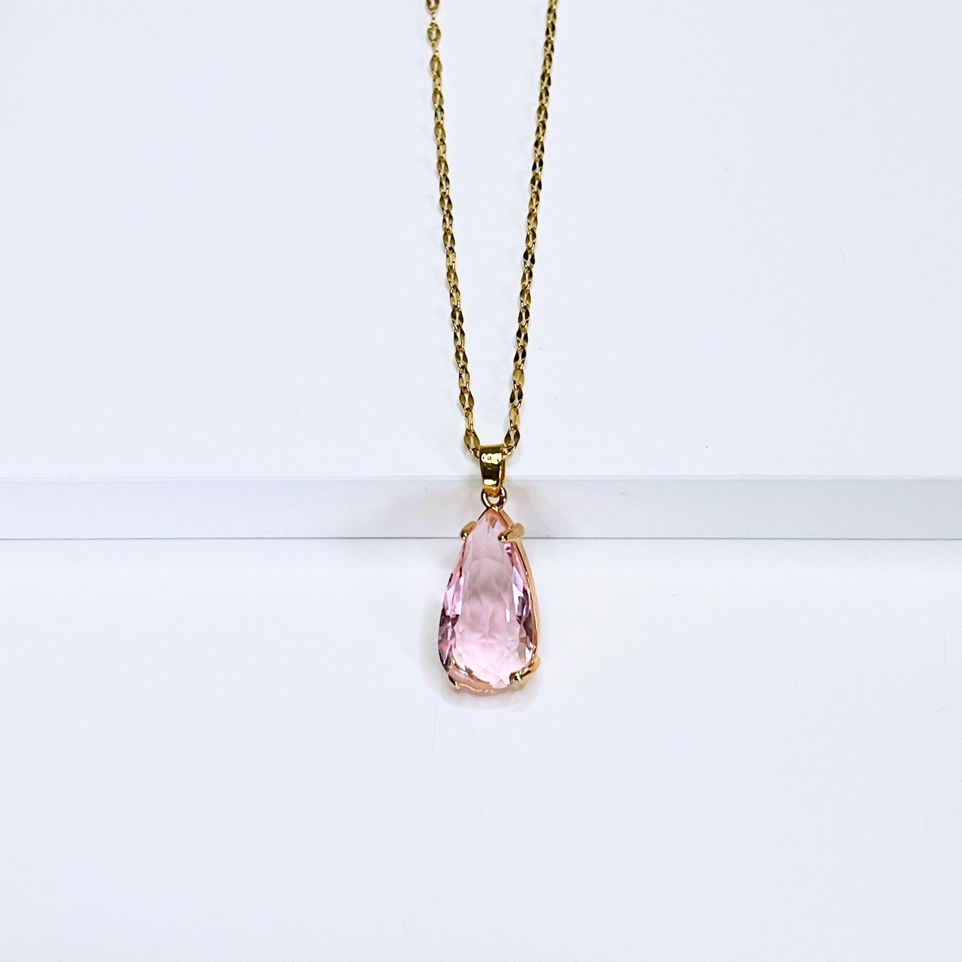 Carina Pink Teardrop Pendant Necklace