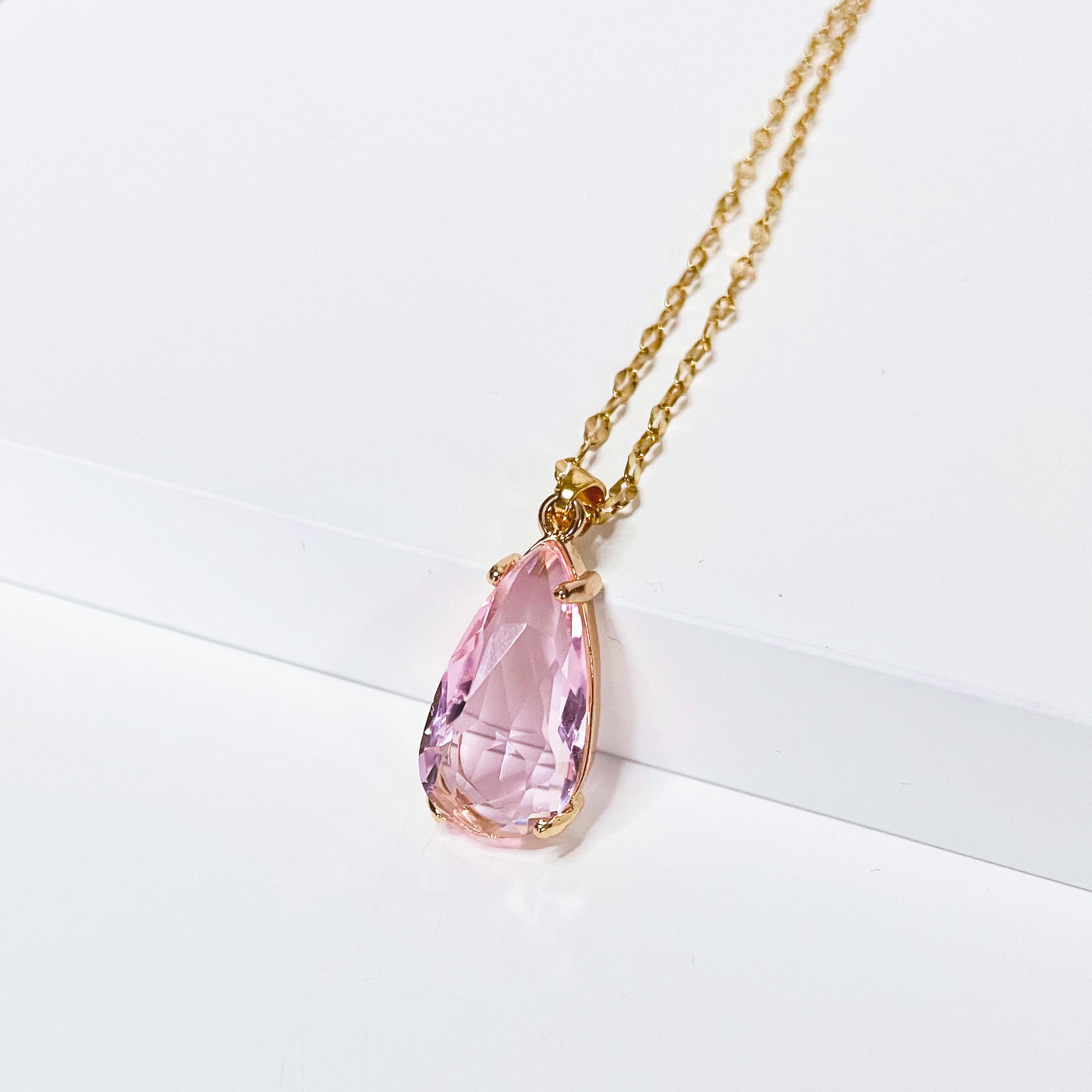 Carina Pink Teardrop Pendant Necklace