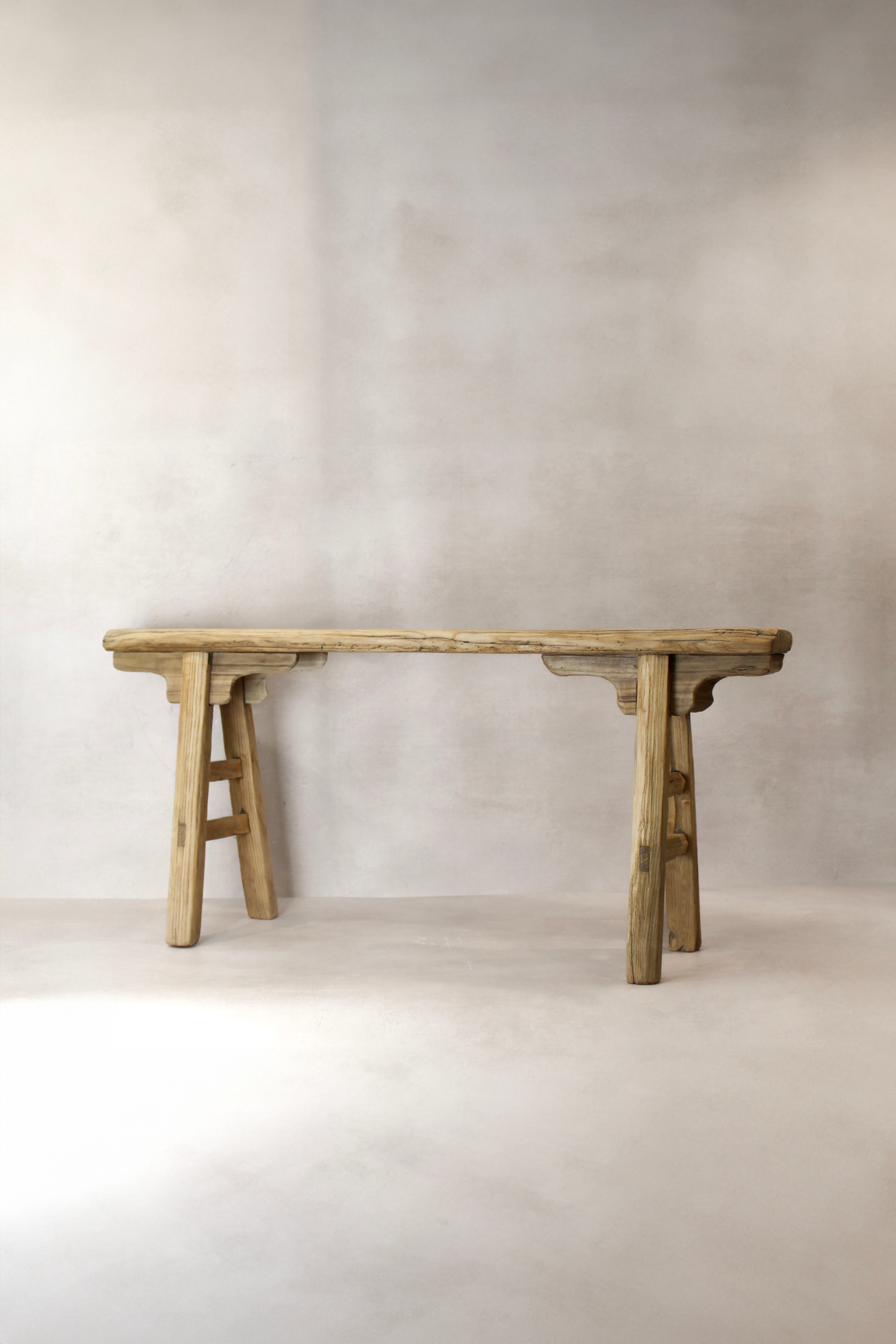 Antique Rustic Elm Wood Bench 01